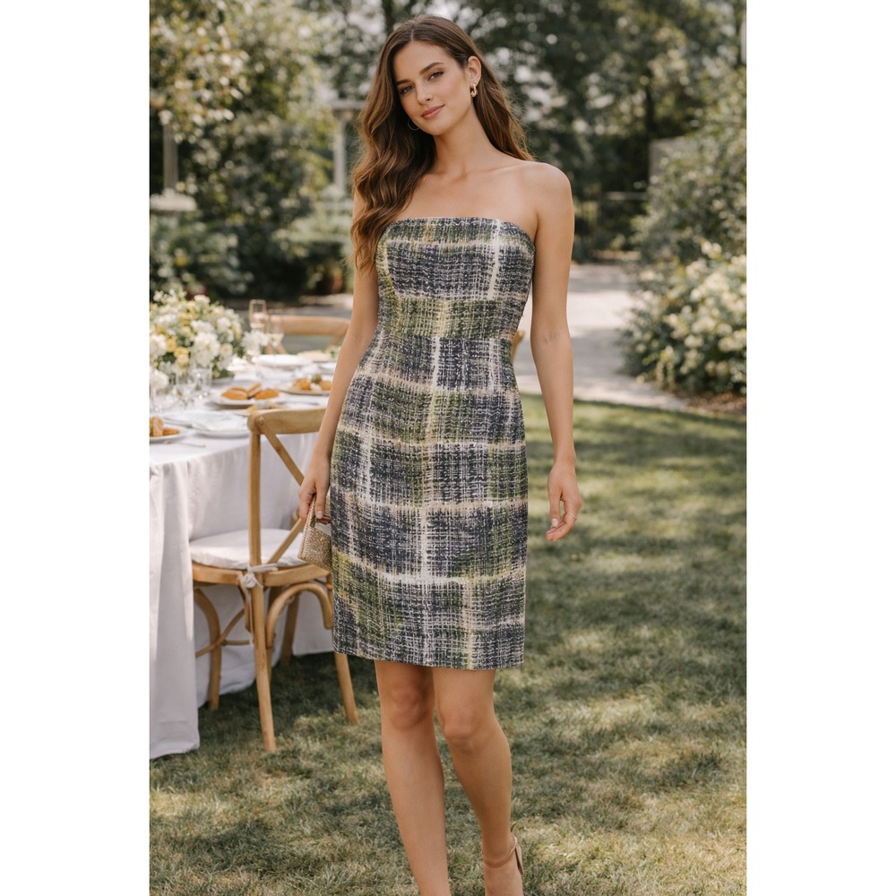 NWT Edme & Esyllte Dress Size 2 Strapless Multicolor Cotton Blend Casual Party